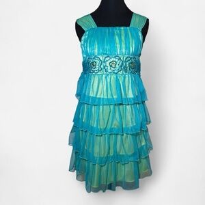 My Michelle Teal and Lime Dress